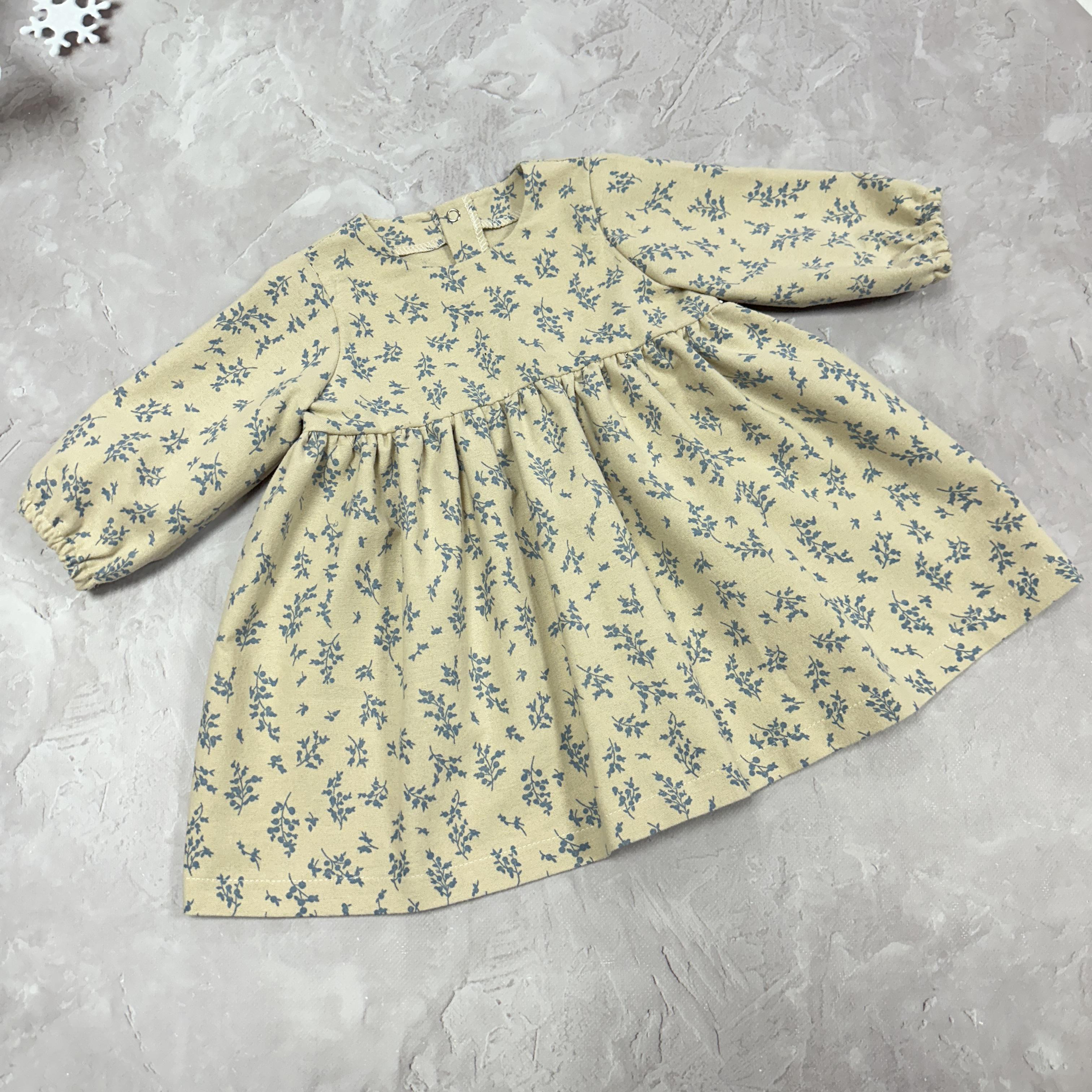 Платье для девочки Мэри Цветочный принт хлопковое с длинным рукавом р. 98 (29550864)