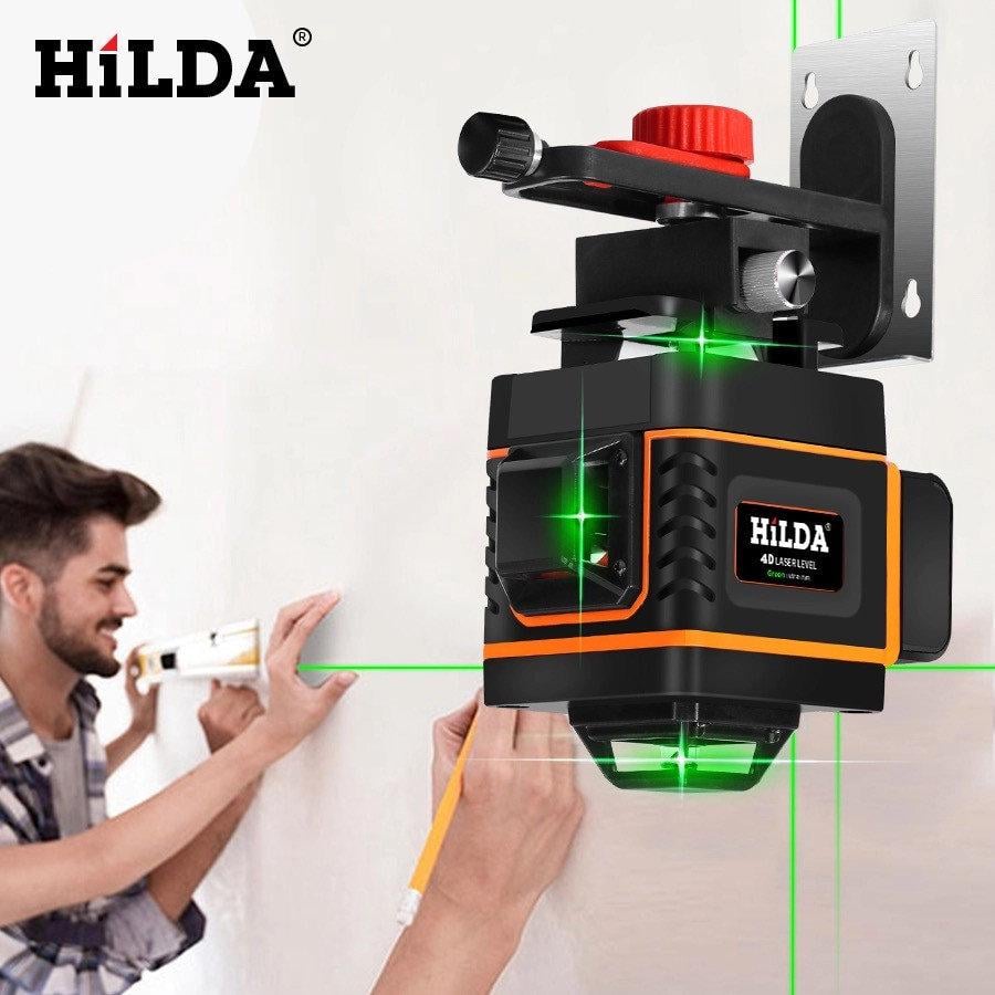 ᐉ Лазерный уровень нивелир HILDA 4D 360 16 линий для стяжки пола/плитки .