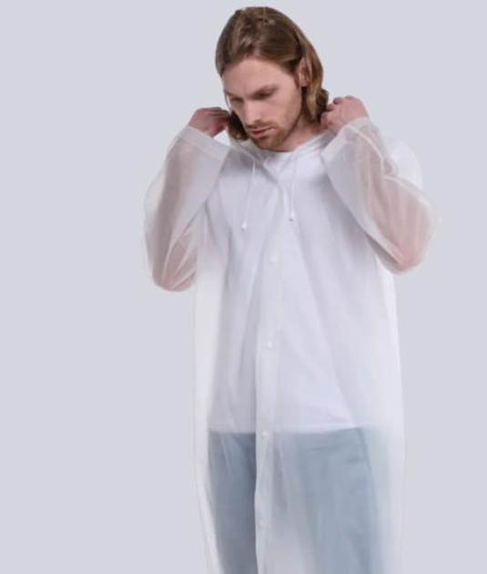 Плащ-дощовик на кнопках з капюшоном з паяними швами EVA Raincoat Білий (2887) - фото 4