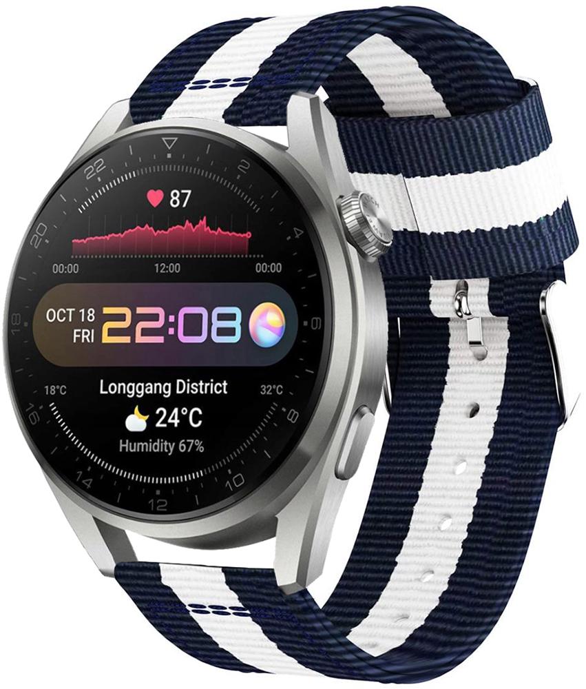 Ремешок тканевый Canvas для Huawei Watch 3 Pro Blue/White (22539) Ремешок тканевый Canvas для Huawei Watch 3 Pro Blue/White (22539)