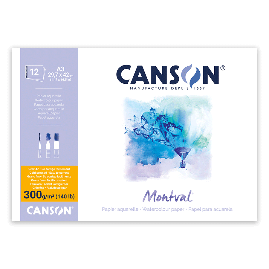 Альбом для акварели Canson Montval А3 склейка 300 г/кв. м 12 л. Белый (C200807320)
