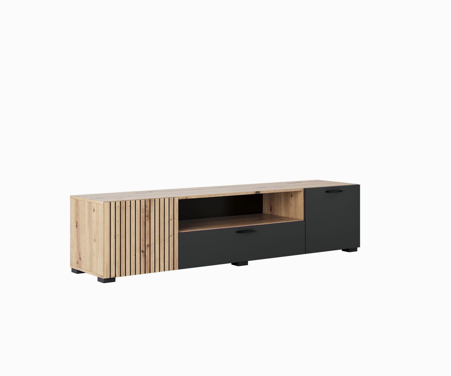Тумба под телевизор Світ меблів Зара 1.8 из ДСП Дуб артизан/Антрацит (51736)