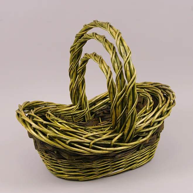 Комплект корзин из лозы Flora 3 шт. Зеленый (37529)