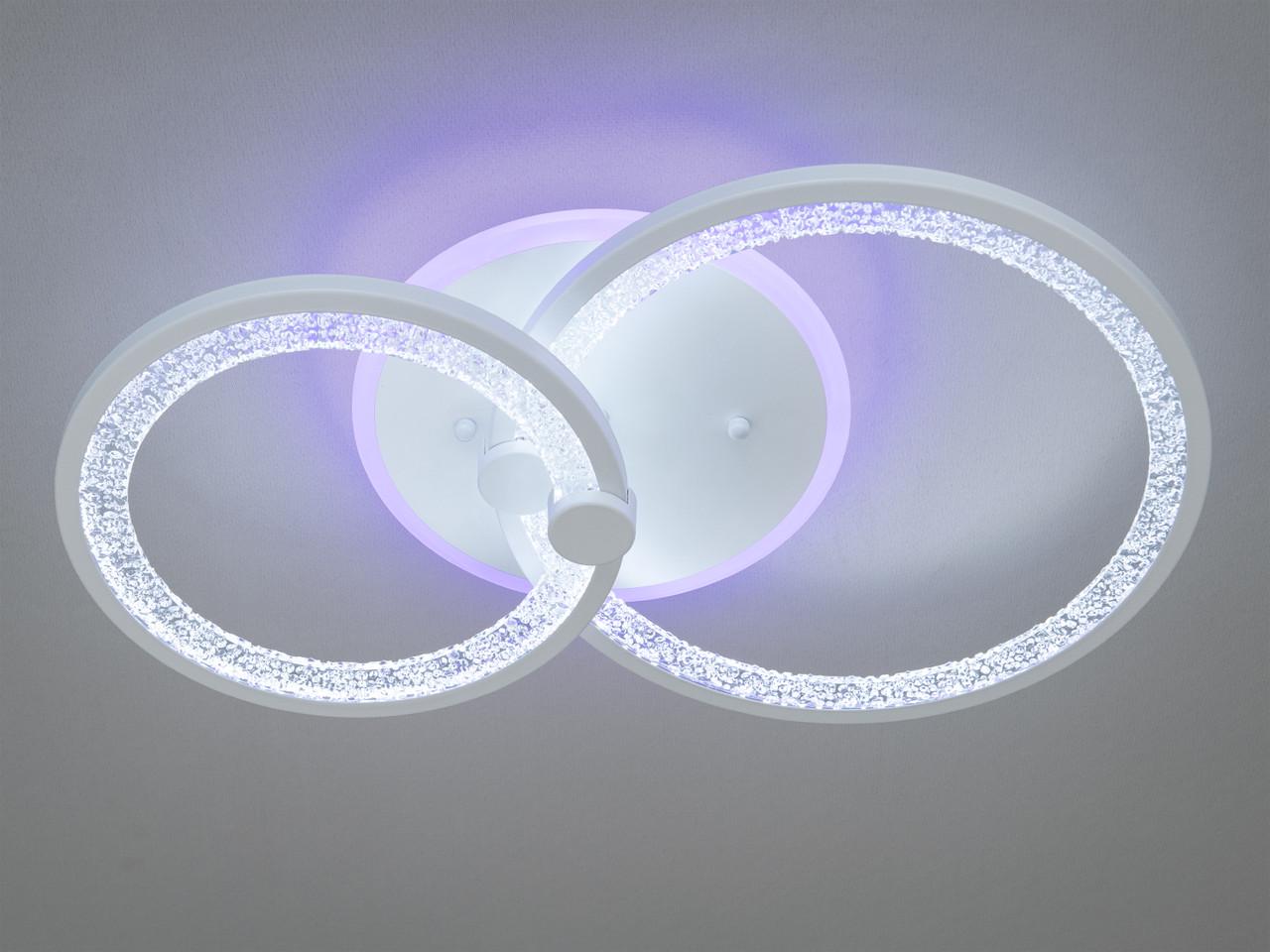 Люстра светодиодная 8180-2WH-LS кольцами в спальню с диммером 55W на 8 м2 Белый (2462621370) - фото 4 Люстра светодиодная 8180-2WH-LS кольцами в спальню с диммером 55W на 8 м2 Белый (2462621370) - фото 4