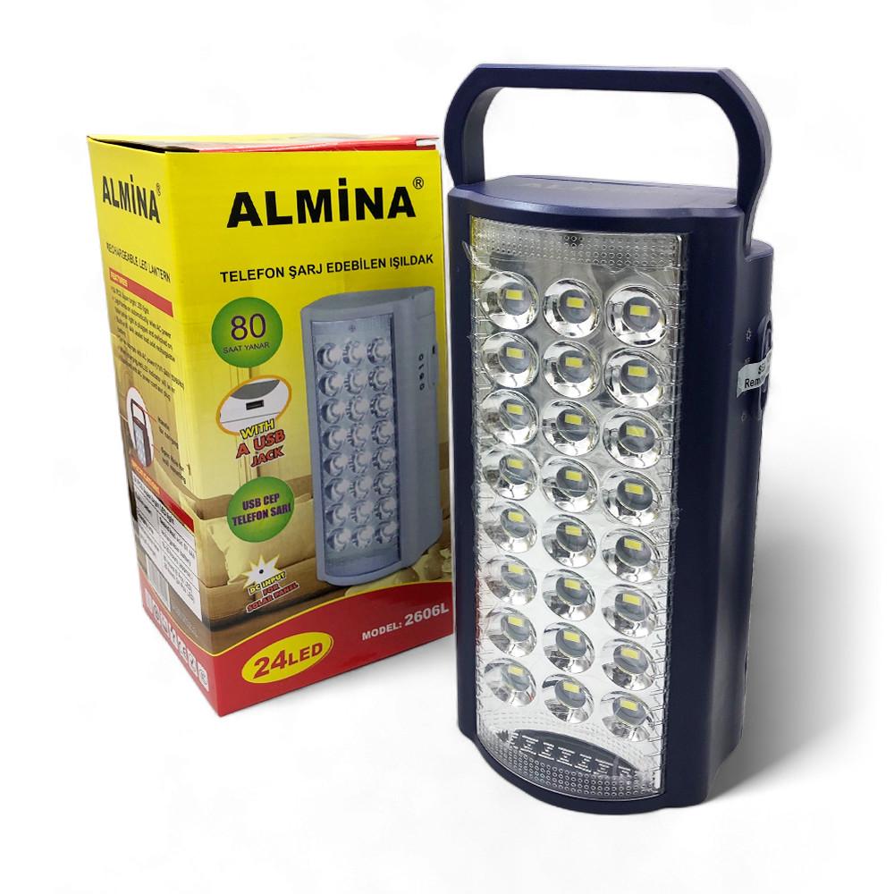 Ліхтар переносний Almina 2606L акумуляторний з функцією Power bank 24 LED Синій (19084588)