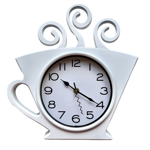 Годинник настінний для кухні Чашка1-Wh 30х28 см Білий (1442008)