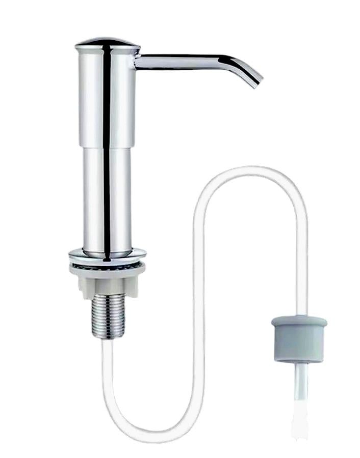 Дозатор для мыла врезной в раковину столешницу со шлангом Серебристый (8465)