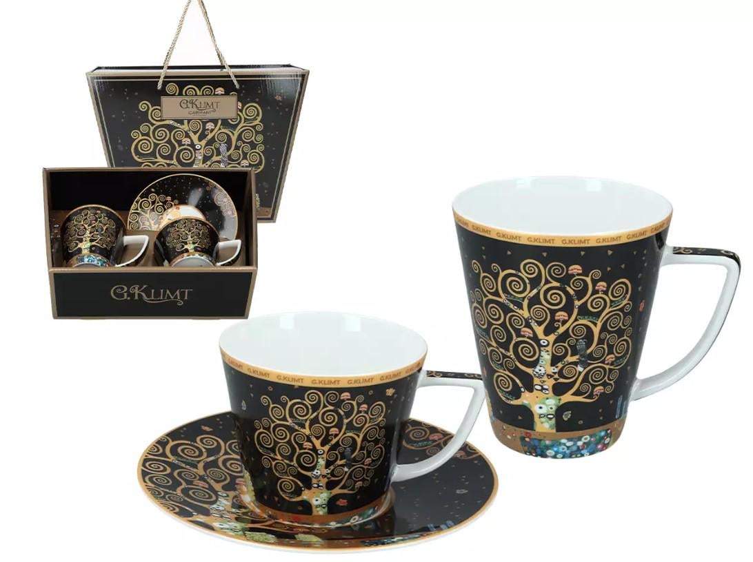 Набор подарочная чашка с блюдечком и кружкой в подарочной коробке Carmani Г. Климт Дерево жизни 400 мл 230 мл (532-3400)