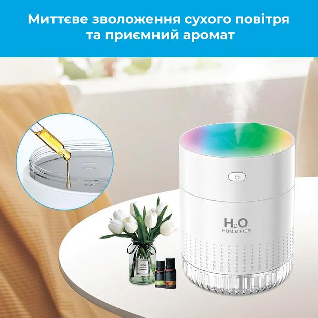 Зволожувач повітря ультразвуковий LED light humidifier H2O WSQ01 Снігові гори (1010775-White) - фото 5