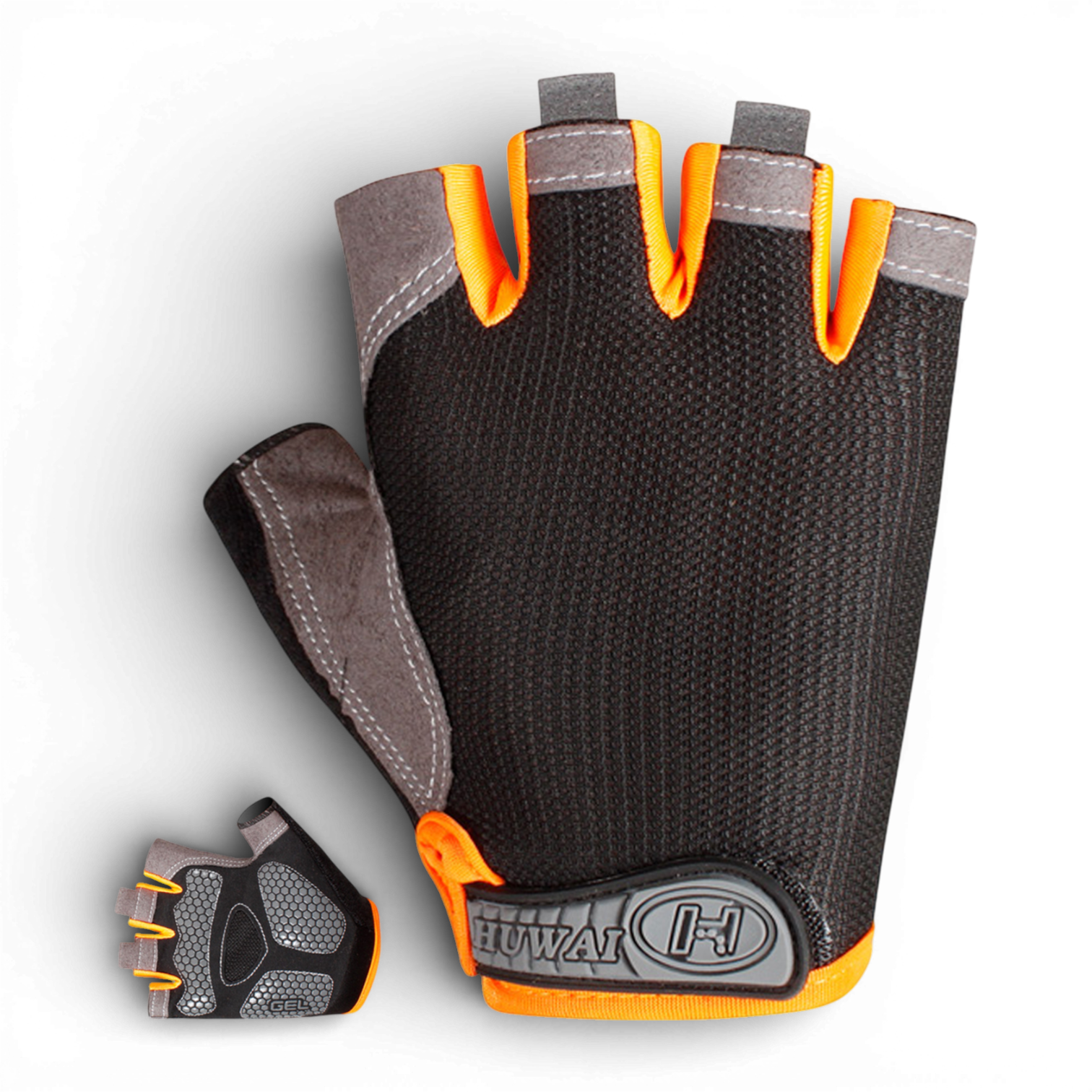 Перчатки без пальцев для спорта противоскользящие защитные M Оранжевый (66_2_M_2C)