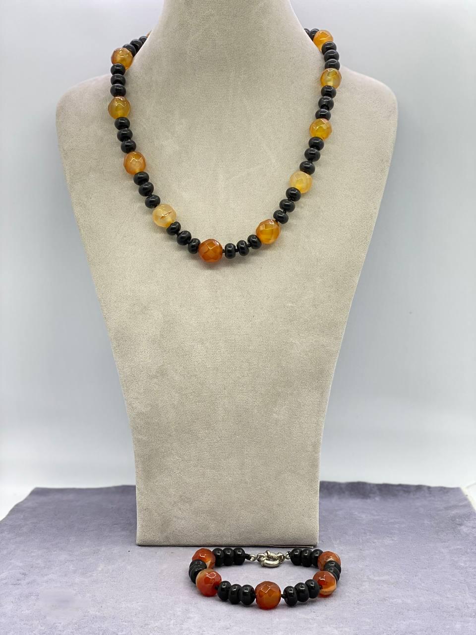 Комплект сердолик 46 см Коричневый (658)