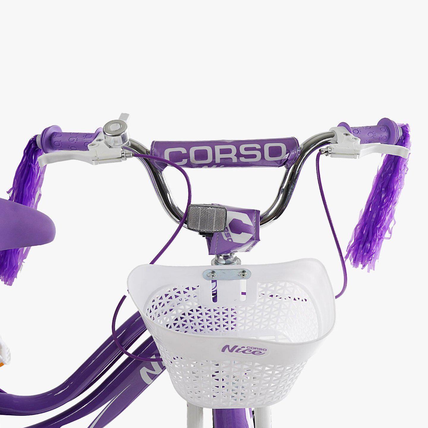 Велосипед двухколесный Corso Nice 16" с корзиной и багажником Фиолетовый - фото 4