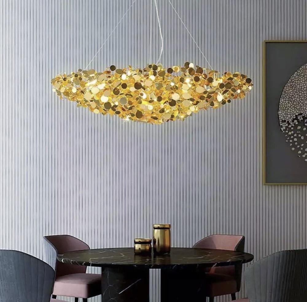 Люстра подвесная в удлиненном корпусе с золотыми монетками (MD 6014-L1000)