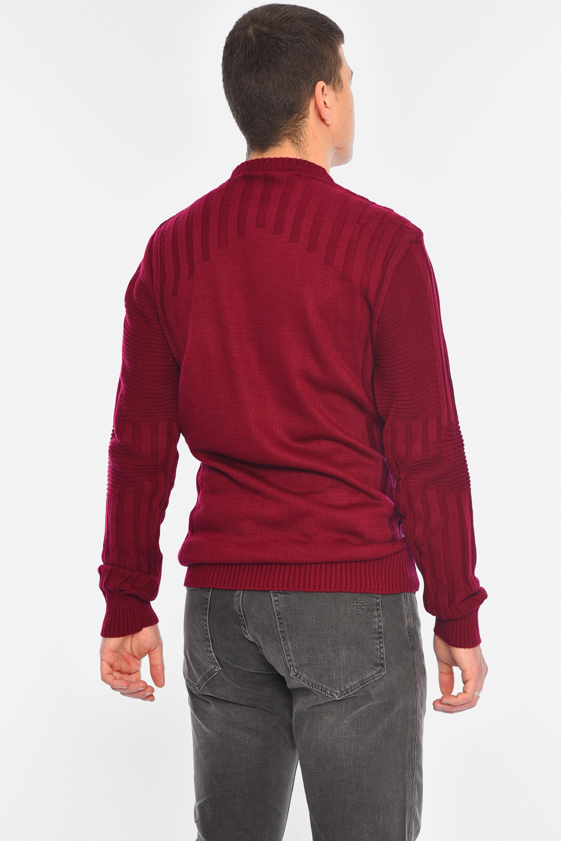 Свитер мужской однотонный XL Бордовый (195387) - фото 3 Свитер мужской однотонный XL Бордовый (195387) - фото 3