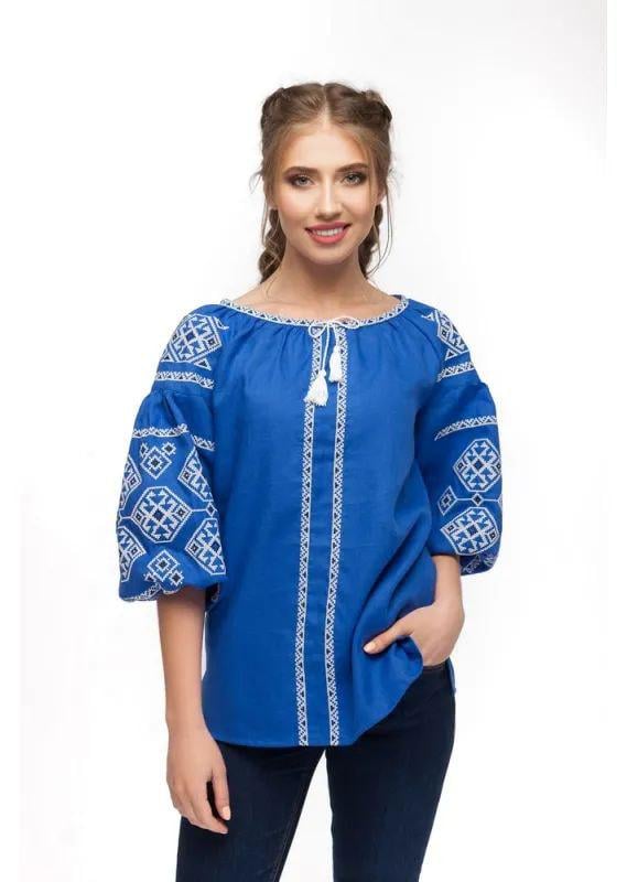 Вышиванка женская р. 56 Синий (672)