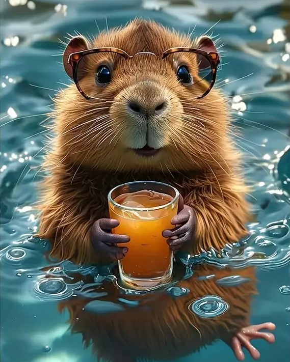 Алмазная мозаика Капибара с соком полная выкладка квадратные камни без подрамника 40х50 см (AS 45395)