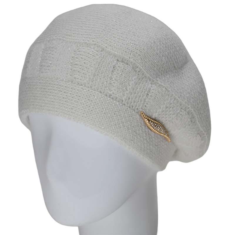 Берет женский Lirus Милена двойной с люрексовой нитью Белый (119200)