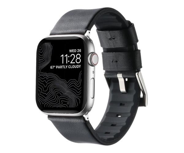 Ремешок Leather-Silicone для Watch 42/44/45/49 мм Black/Silver