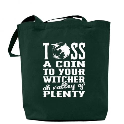 Шопер Toss a coin to your witcher oh valley of plenty 37x41 см Темно-зелений (4368473-16-108699) - фото 1