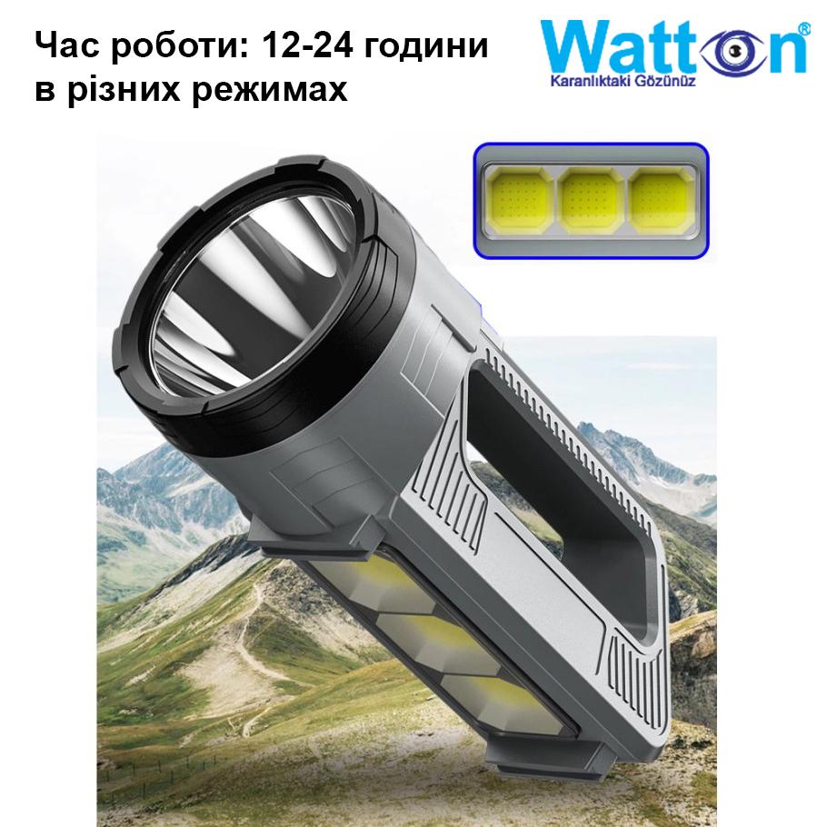 Фонарь аккумуляторный светодиодный Watton WT-603 с функцией павербанка - фото 3