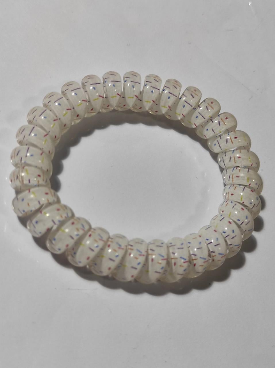 Резинка Спираль толстая с рисунком конфетти 5,5 см Белый (52-4-1792-Б)