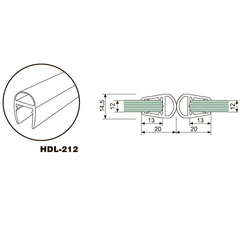 Уплотнитель для душевых кабин и перегородок HDL-212 стекло 8 мм Черный (1330195516) - фото 2