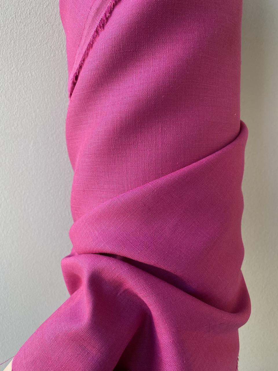 Ткань рубашечно-платьевая LINEN PLUS 100% лен 143 см 688 Фуксия - фото 7