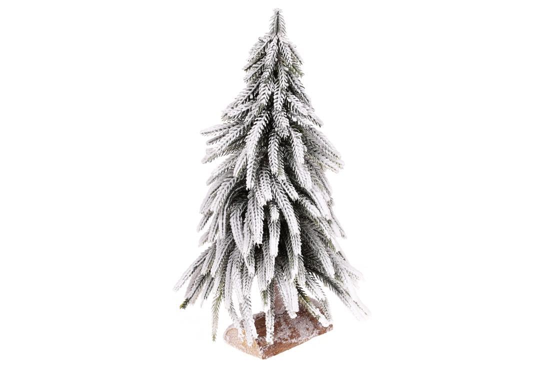 Елка декоративная заснеженная на деревянной подставке 34 см (122-130)