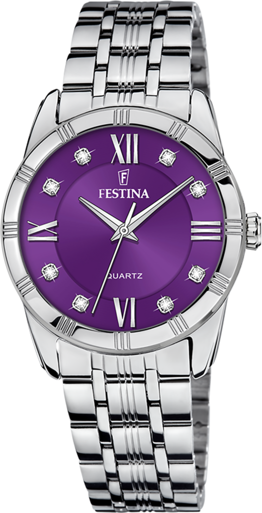 Наручний годинник жіночий Festina F16940/G Mademoiselle з сталевим корпусом WR 50 м та фіолетовим циферблатом