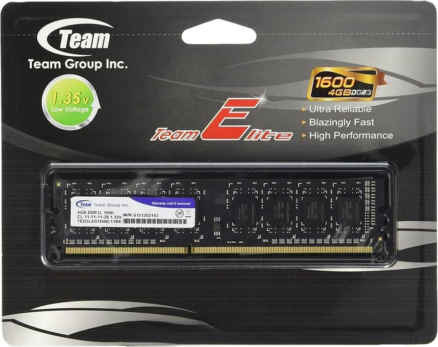 Оперативна пам'ять Team Elite DIMM 4 Гб DDR3L 1600 МГц CL11 Чорний (TED3L4G1600C1101) - фото 3