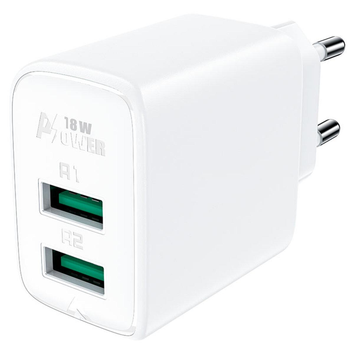 Зарядное устройство для Acefast A33 QC18W 3A 2xUSB Dual Port Charger White (6974316281412)