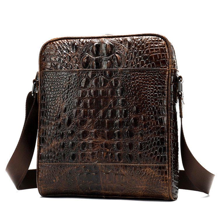 Сумка вертикальная Vintage 14710 с тиснением под крокодила Коричневый