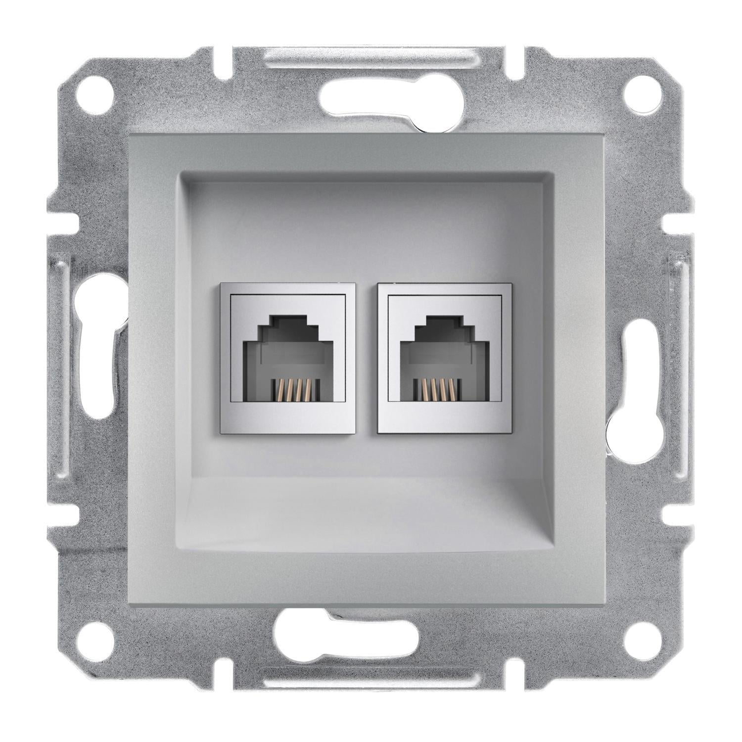 Розетка двойная телефонная Schneider Electric Asfora RJ11 Алюминий (EPH4200161)