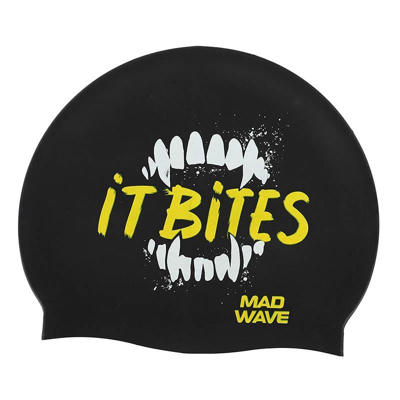 Шапочка для плавания Mad Wave для взрослых It Bites M055322 Черный (60444249)