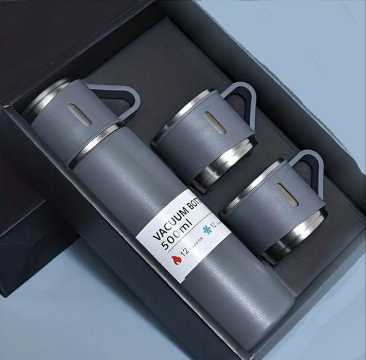 Набор термос с чашками 3 шт. с вакуумной изоляцией в подарочной упаковке 500 мл Серый (MX-00008959A) - фото 2 Набор термос с чашками 3 шт. с вакуумной изоляцией в подарочной упаковке 500 мл Серый (MX-00008959A) - фото 2