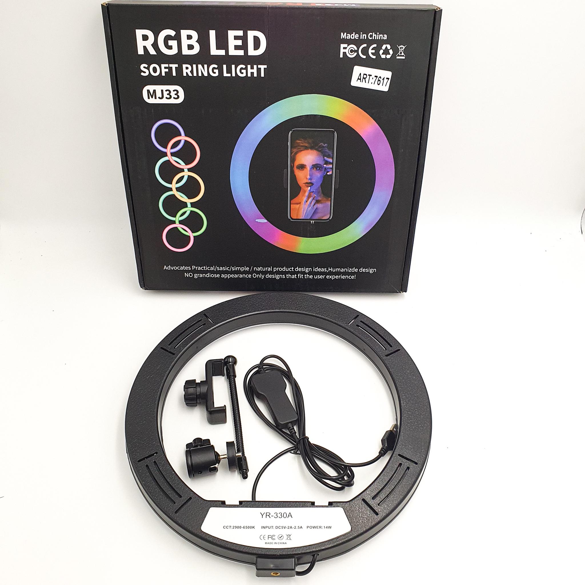 Кольцевая LED лампа RGB 8 цветов с держателем телефона кольцевой свет 33см 14W RING LIGHT MJ33 (YR-330A) - фото 7