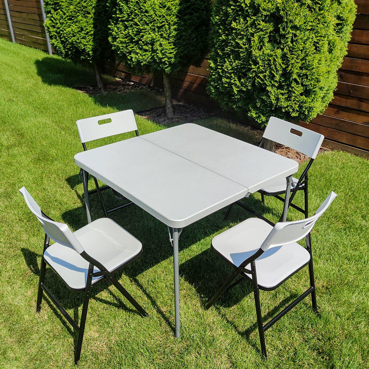 Стіл і 4 стільця складані Білий (SW-00001540)