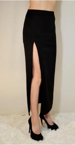 Юбка макси женская из трикотажа с разрезом на правой ноге однотонная р. 38 Черный (2206231438) - фото 4 Юбка макси женская из трикотажа с разрезом на правой ноге однотонная р. 38 Черный (2206231438) - фото 4