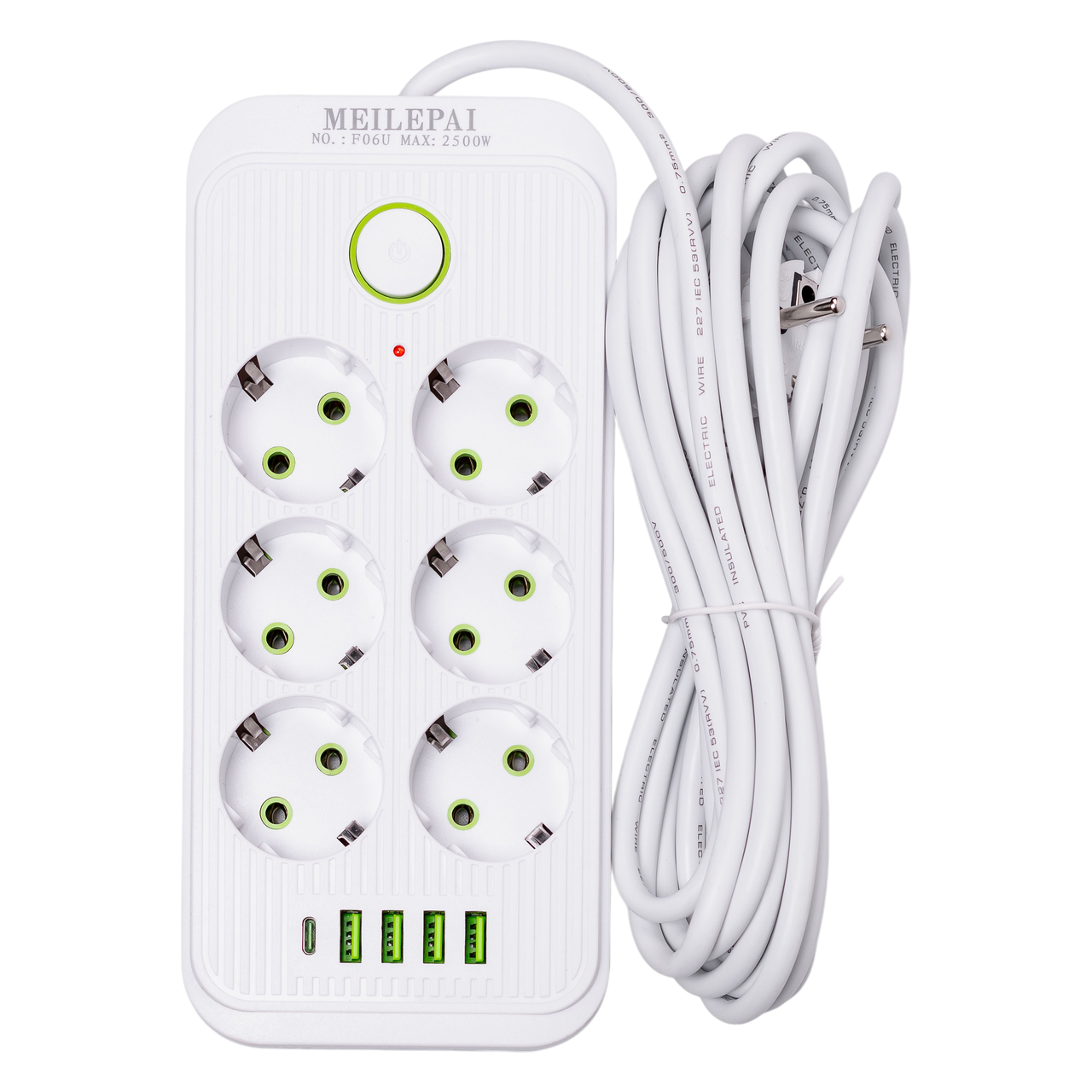 Фильтр сетевой HP-5-25 5 м F06U на 6 розеток 4 USB 1 Type-C и кнопкой отключения Белый (A-034386) Фильтр сетевой HP-5-25 5 м F06U на 6 розеток 4 USB 1 Type-C и кнопкой отключения Белый (A-034386)