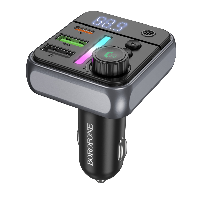 FM-трансмиттер Borofone BC50 Ascenso PD20W+QC3.0 car BT FM transmitter Black (19385)