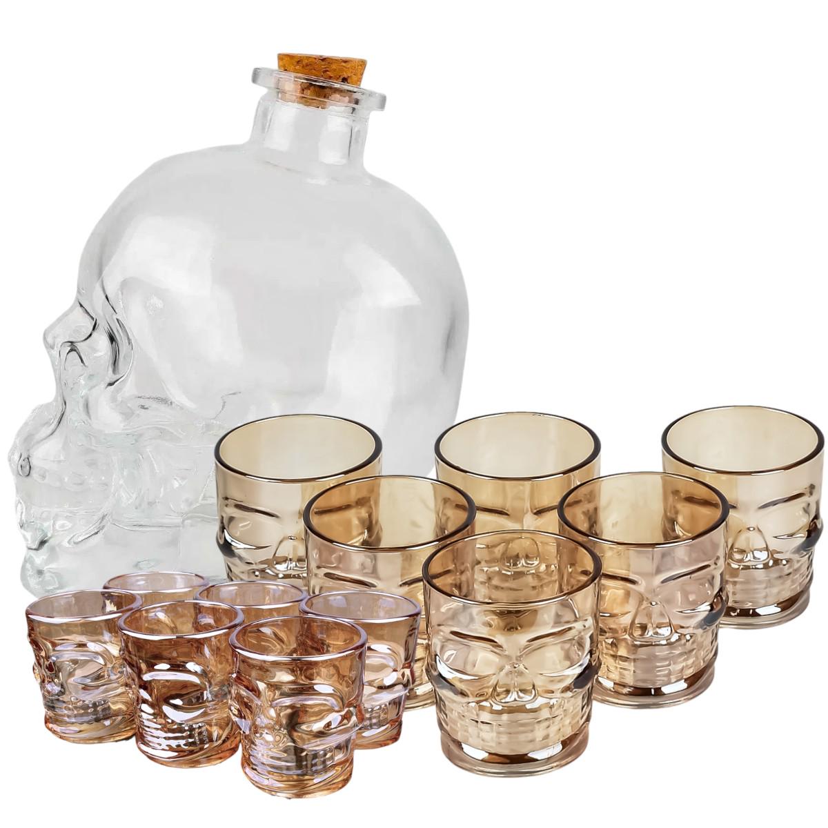 Набір для напоїв графин склянки чарки High Quality Череп 13 предметів Gold