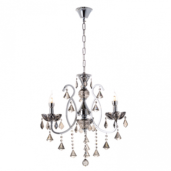 Люстра классическая Flora с конусными камнями на 3 плафона Графит (OU024/3/chrom+SMK) Люстра классическая Flora с конусными камнями на 3 плафона Графит (OU024/3/chrom+SMK)