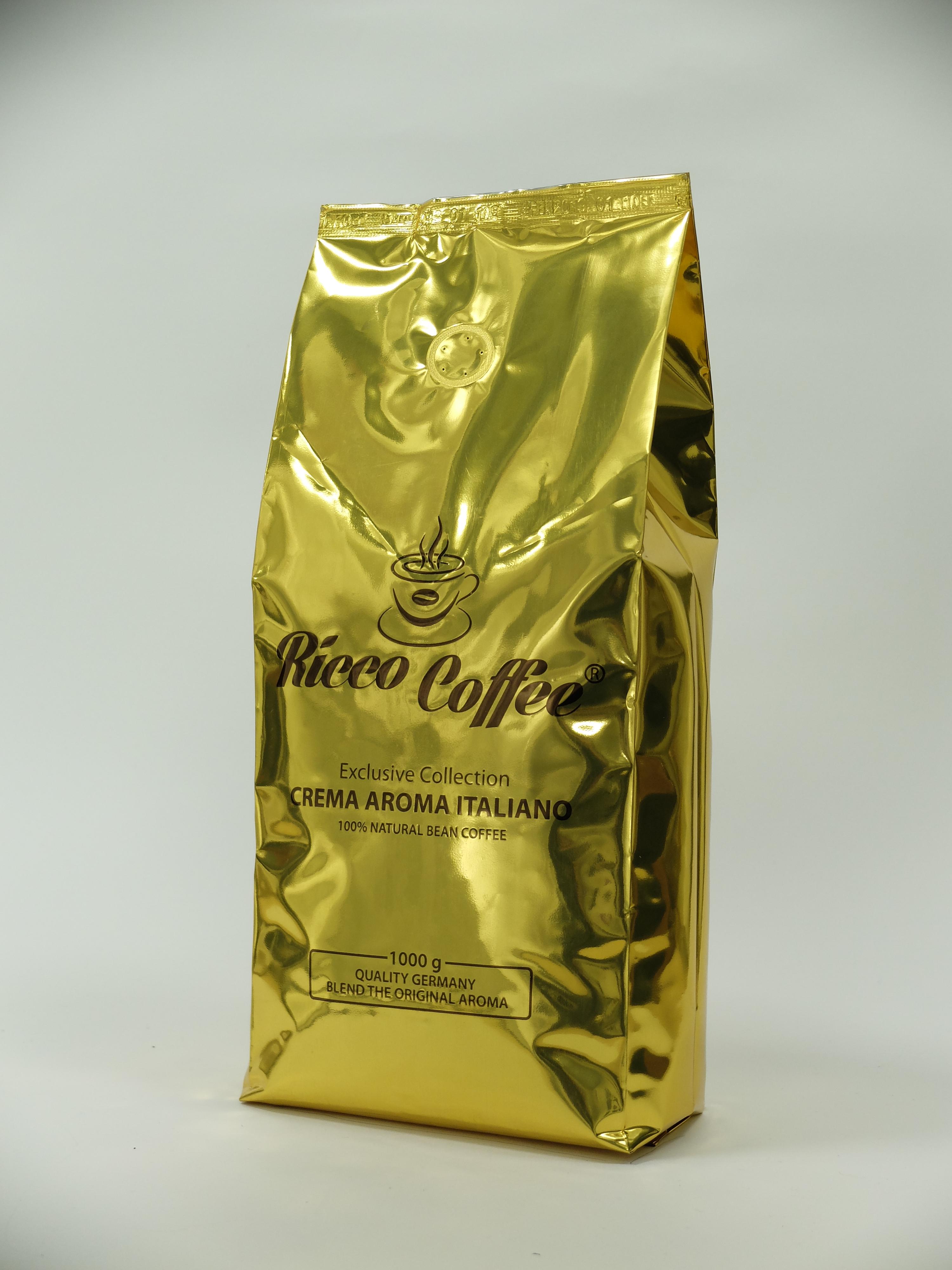 Кава зернова Ricco Coffee Crema Aroma Italiano 1 кг Золотистий (11487209)