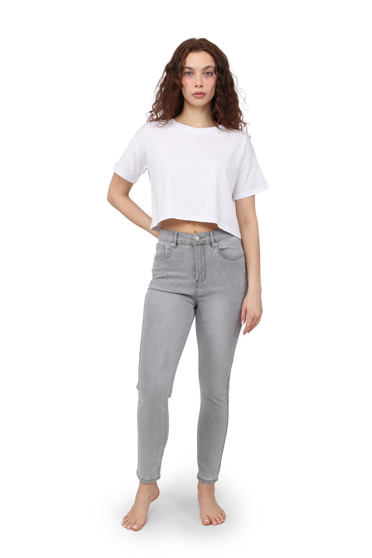 Джинси skinny жіночі р. 48 Світло-сірий (ЦБ-00290501)