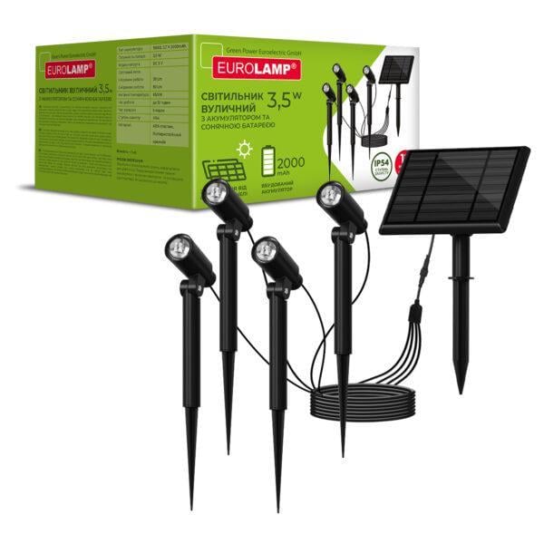 Светильник уличный LED Eurolamp с аккумулятором и солнечной батареей S 3W 5V IP54 (36563308)