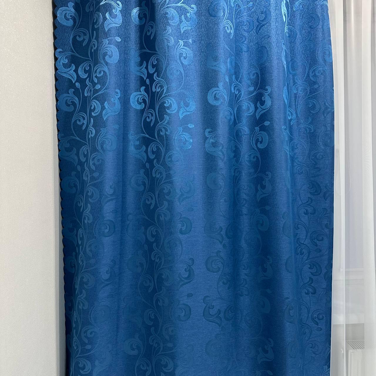 Штори Toscana жаккардові 1,5х2,7 м 2 шт. Синій - фото 6