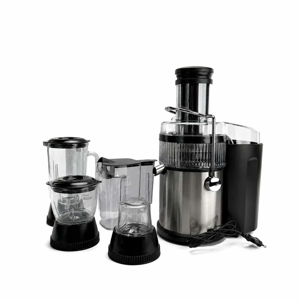 Соковыжималка DENX DX3217 центрифужная 4в1 с блендером измельчителем и блином 4000 Вт Черный (35555217)