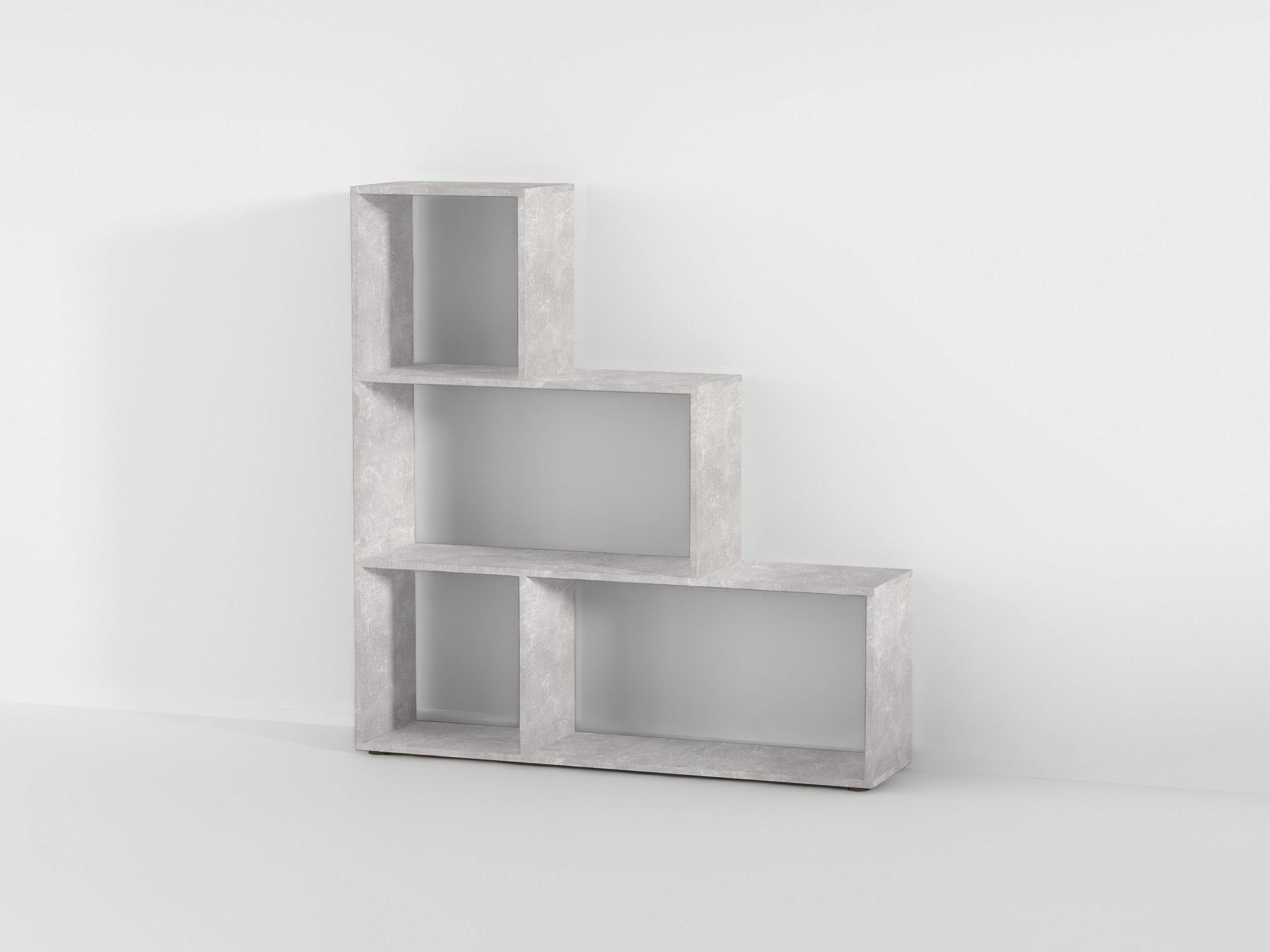 Стелаж для книг та декору на 4 комірки P-05 1168х290х1232 мм Бетон - фото 3