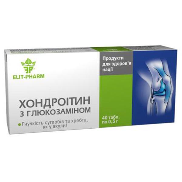 Препарат для суставов и связок Elit-Pharm Хондроитин с глюкозамином 40 табл. (000025389)