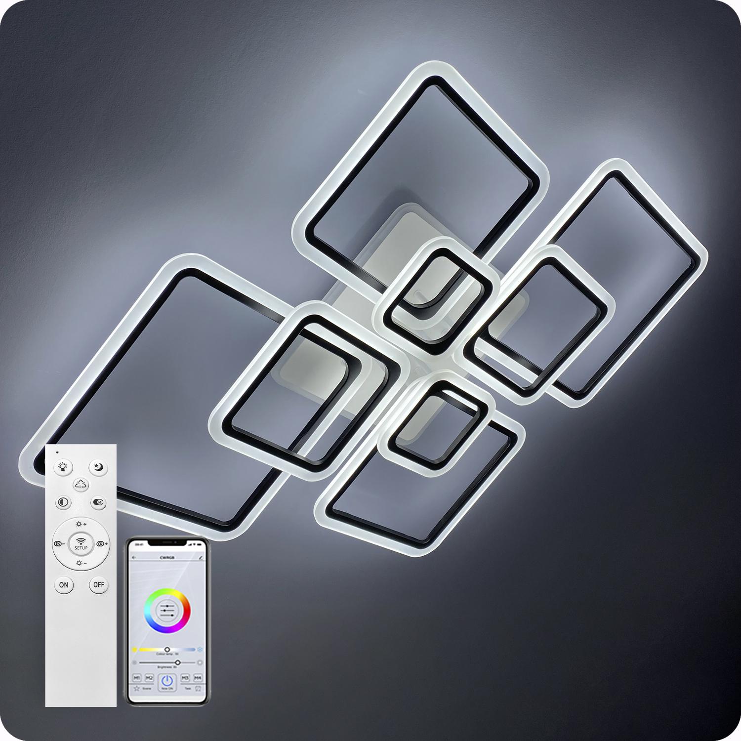 Люстра світлодіодна 517 Light 3color з пультом 224 Вт Чорний (01555) - фото 3 Люстра світлодіодна 517 Light 3color з пультом 224 Вт Чорний (01555) - фото 3